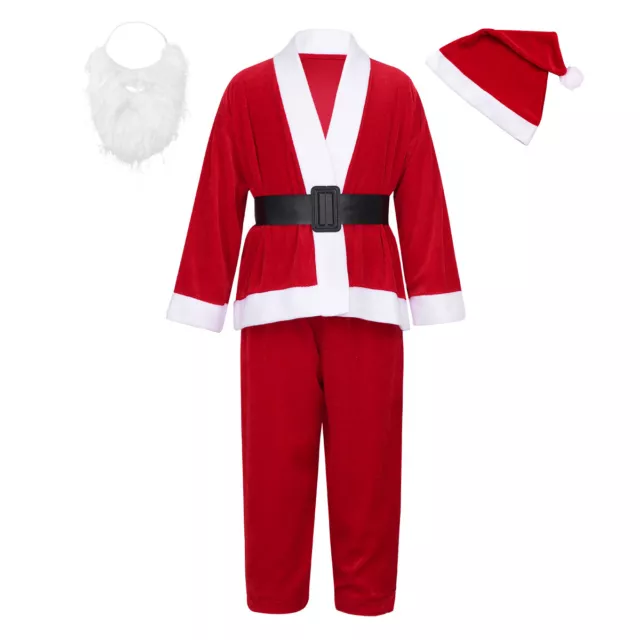 Kids Boys Santa Claus Costume Father Christmas Fancy Outfit Suit Xmas Cosplay