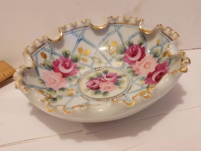 Antique NIPPON Footed Dresser Dish Hand Painted