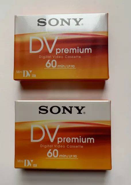 2 x Sony premium mini DV Digital Video Cassette 60 min LP 90 New/Sealed