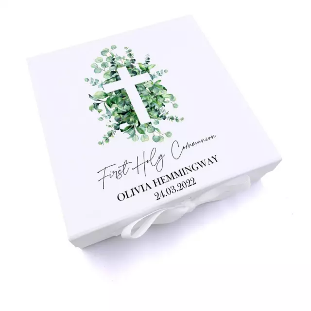 Personalised First Holy Communion Keepsake Box Gift With Cross UV-595