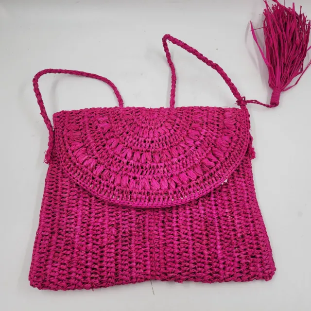 Mar Y Sol Naomi Raffia Crossbody in Pink