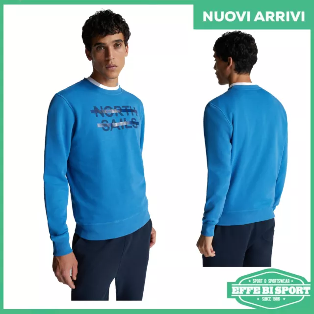 Felpa in cotone uomo North Sails maglia girocollo manica lunga polsino casual
