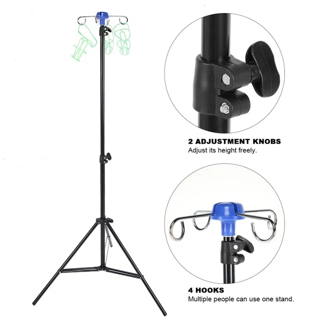6 Count- Portable IV Pole Drip Bag Stand Intravenous Foldable Pole Stand Clinic