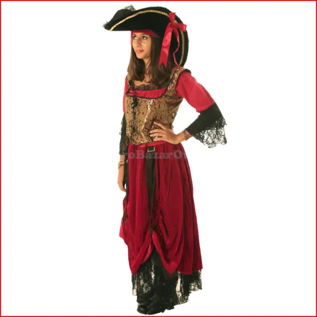 Costume Carnevale Donna Da Pirata Corsara Vestito Di Travestimento Adulto Tg M