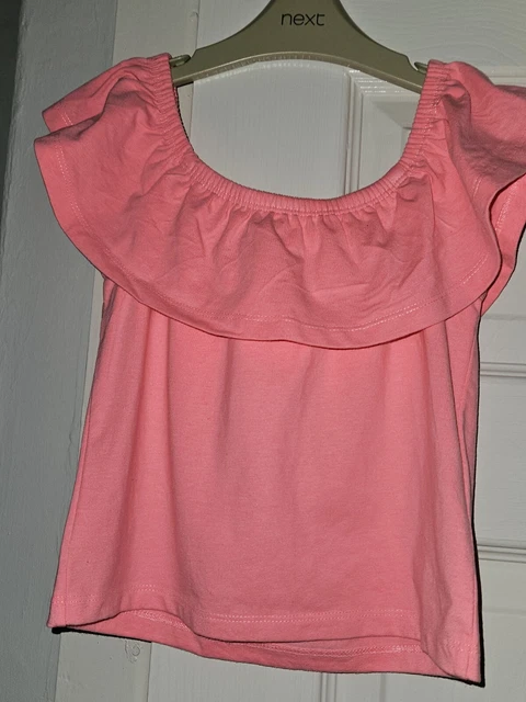 Miss Evie Top  x 2 on or off shoulder pink / mint  9-10 yrs bnwot