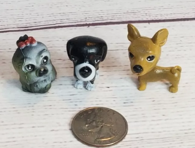 Miniature PVC Dogs Lot of 3 Figurines Chihuahua Beagle Shih Tzu One Inch