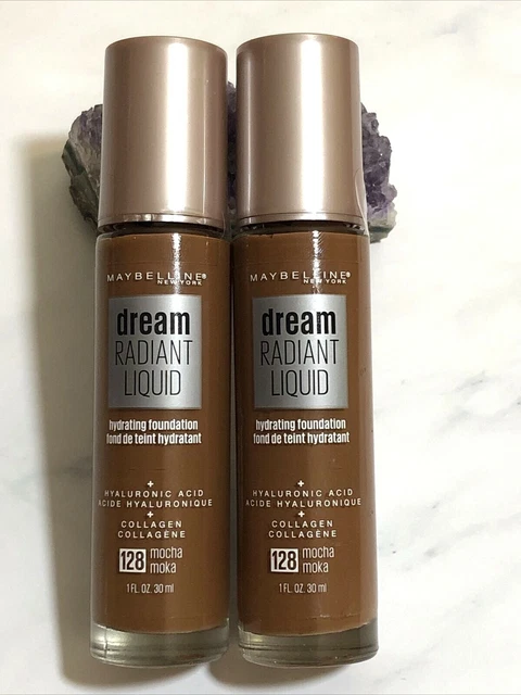 Maybelline Dream Radiant Liquid Foundation LOT of 2 Mocha #128 1FL OZ