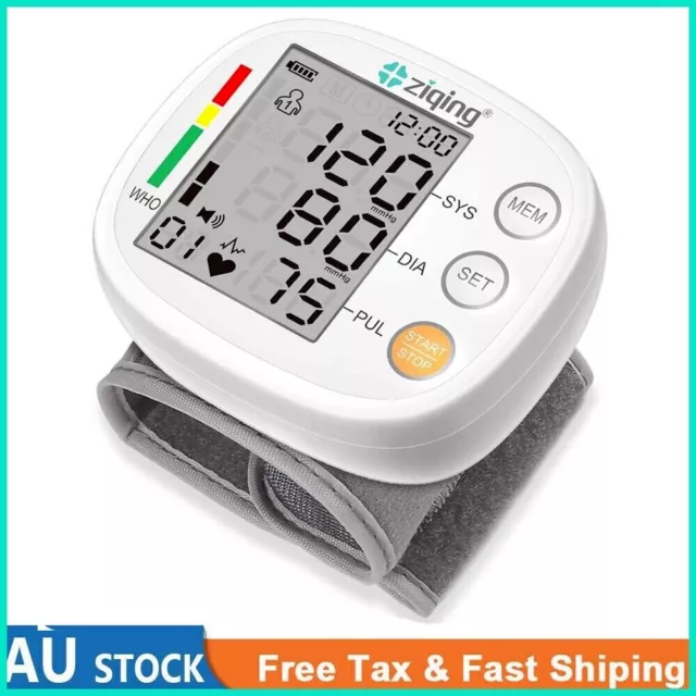 Digital Wrist Blood Pressure Monitor BP Machine Auto Machine Rechargeable White