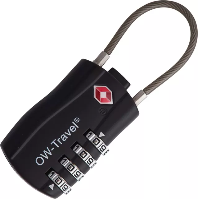 ✅TITAN 4 Dial TSA Approved Cable Padlock Number Combination Travel Luggage Lock