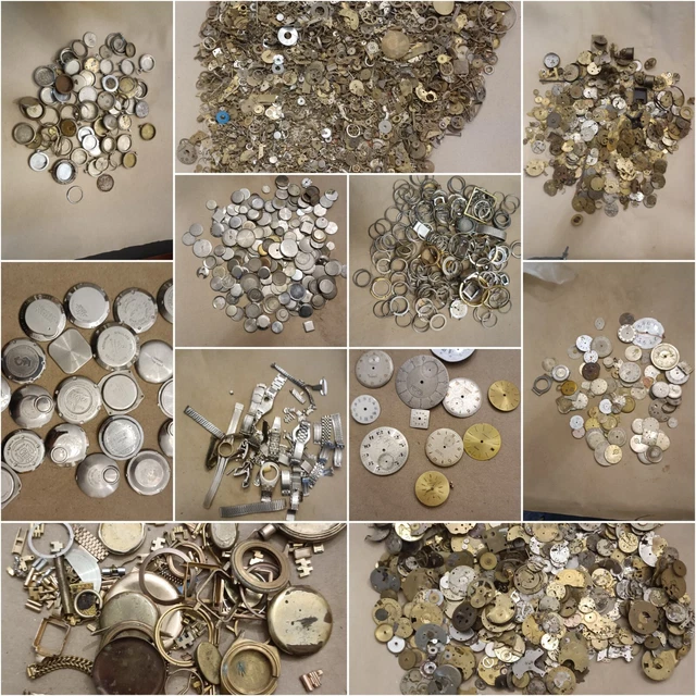 15 kg di ingranaggi casse ghiere di orologi vintage antichi per restauro o riuso