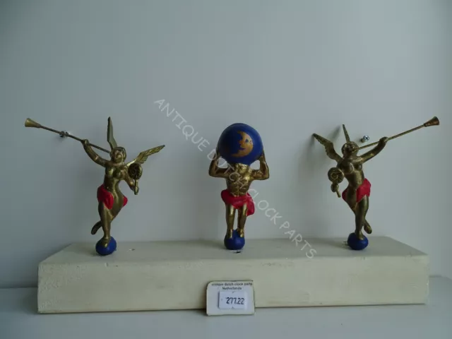 Small Brass Hood Statues Set For Warmink Schippertje Or Friesian Tail Clock