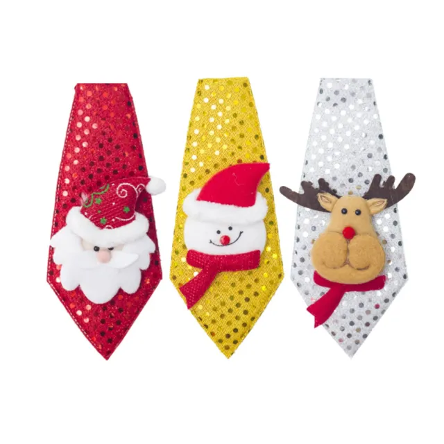 3 Pcs Cravate De Noël En Soie Cravates Pour Enfants Paillettes