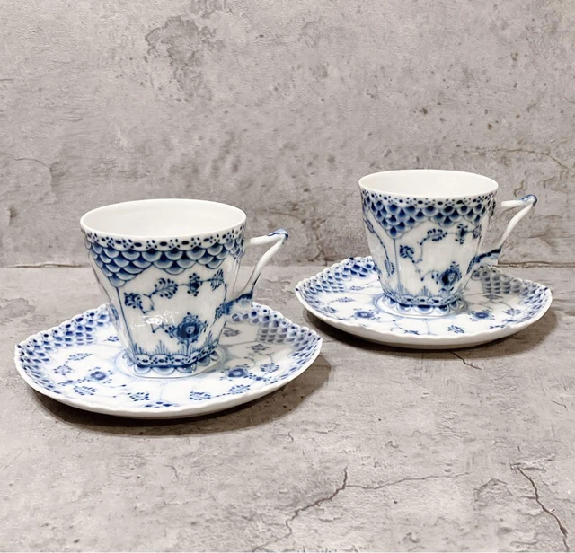 Royal copenhagen #102 Cup Saucer Blue Fluted Full lace