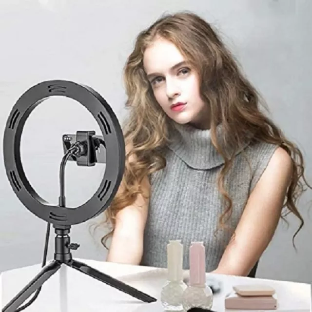 Anillo De Luz Led Aro 10" Para Fotografía Maquillaje Video Con Trípode Tik Tok