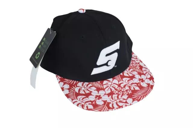 Snap On Tools Hawaiian Snapback Red and White Floral pattern Black Hat NEW