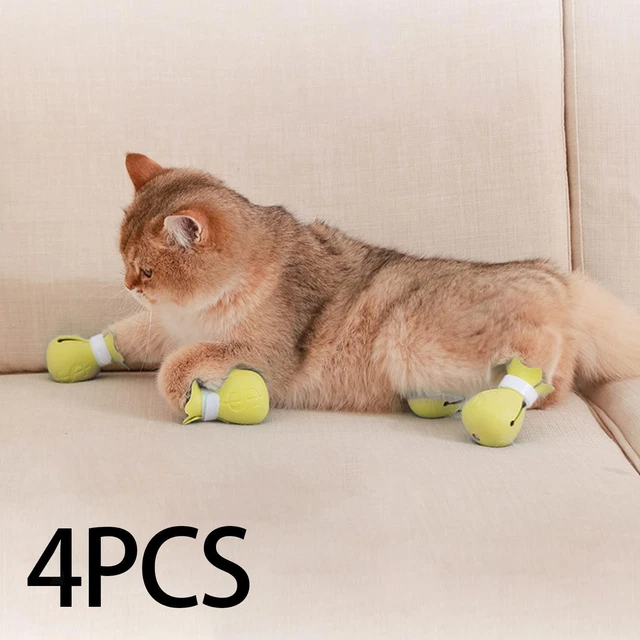 4 patas de gato, cubiertas de garras, baño, zapatos multifuncionales para gato,