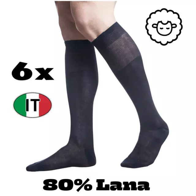 Set 6 paia calze lana lunghe uomo invernali Termiche calzini lunghi termici da