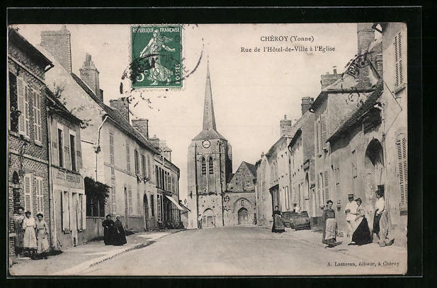 CPA Chéroy, Rue de l´Hotel-de-Ville a l´Eglise 1908