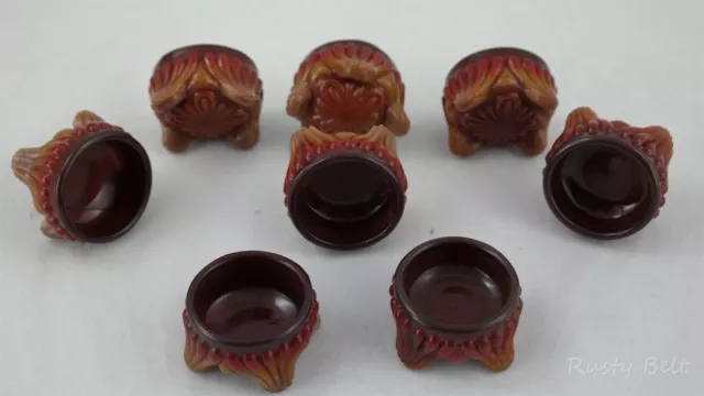 Individual Glossy Reddish-Brown Glass Footed Open Salt Dip, Cellar, Dish