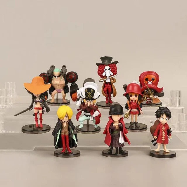 9PCS ANIME ONE Piece Luffy Sanji Zoro Nami Brook Chopper Action Figures