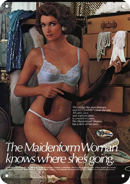 1986 MAIDENFORM BRA PANTIES Sexy Woman VintageLook DECORATIVE REPLICA METAL SIGN