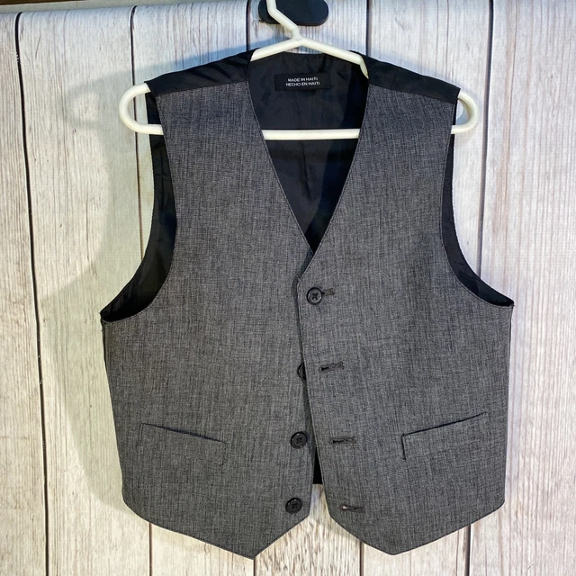 Van Heusen Boys Toddler Black Gray Tuxedo Vest Size 6 Formal Semi Formal 