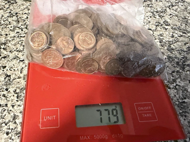 Australian 1 & 2 Cent Coins - 450 Grams Bulk Lot From Hoard, Unsearched, Includes 1966?