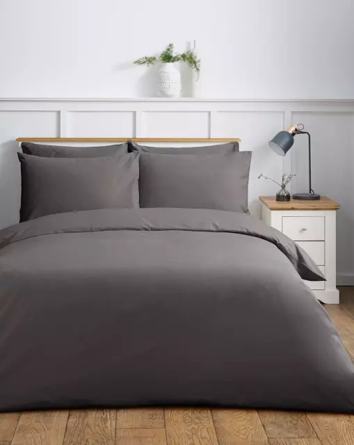 Funda edredón de cama individual fácil cuidado tinte liso mezcla de algodón 140x200 cm carbón vegetal
