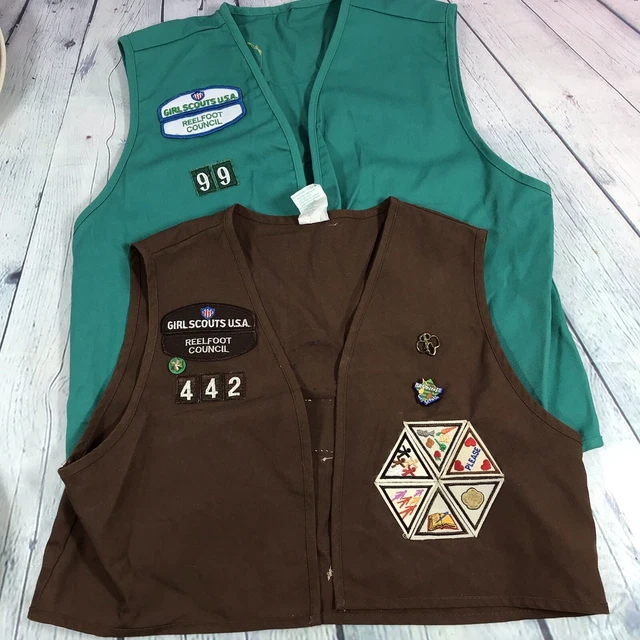 GIRL SCOUT VEST & Brownie Vest w Patches and Pins Early 2000s