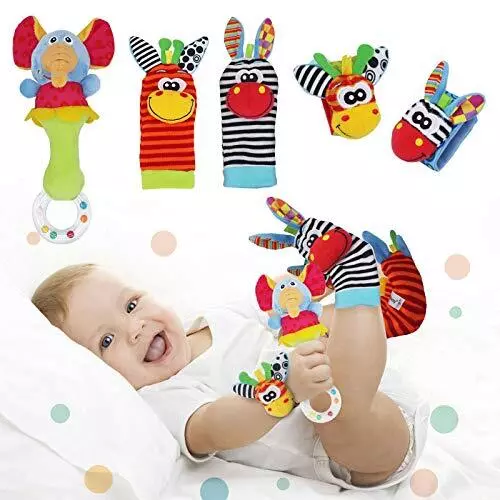 Hochets de Poignet Bebe , 5 Pcs Bébé Poignet et Chaussettes Hochet Jouets,Poigne