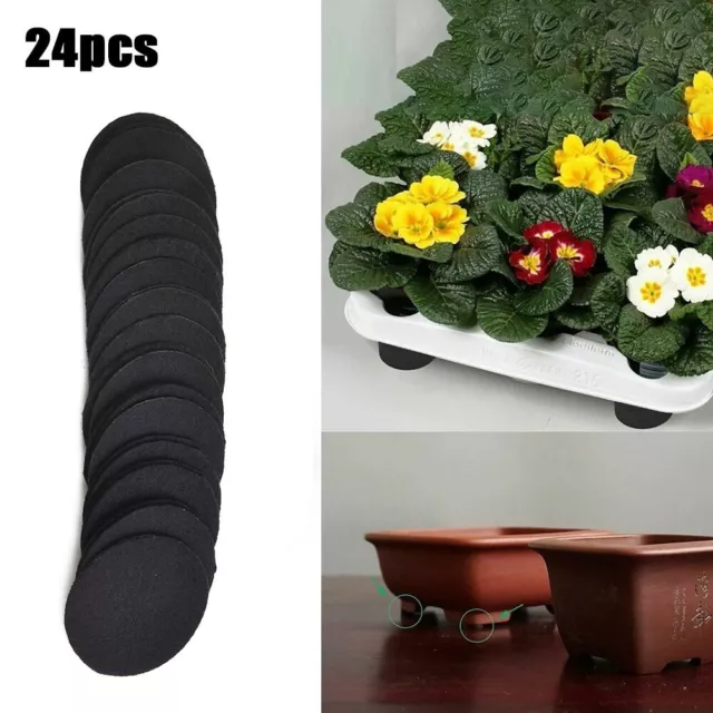 24×  Invisible Low Profile Flower Pot Feet Garden Plant Pot Feet Risers Non-slip