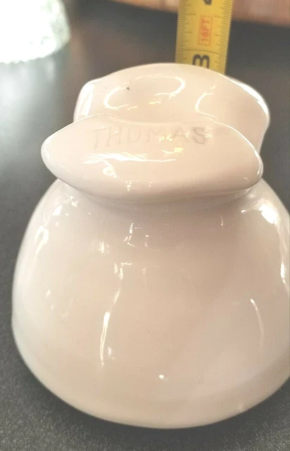 WHITE PORCELAIN Saddleback INSULATOR RARE OLD THOMAS 1800s telephone insulator 3