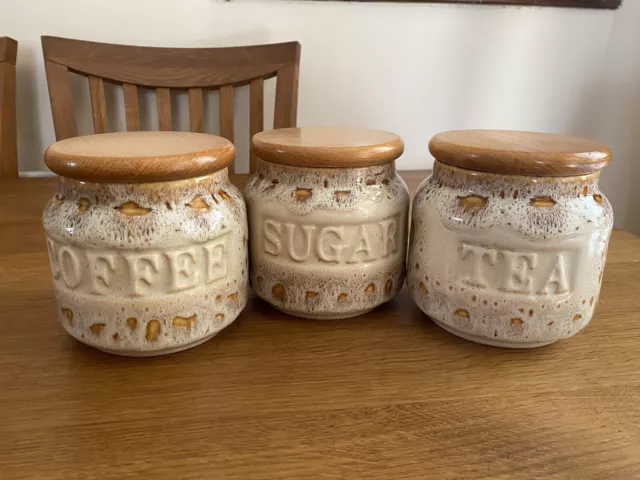 Fosters of Cornwall Blonde Honeycomb Tea/Coffee/Sugar Trio of Lidded Jars
