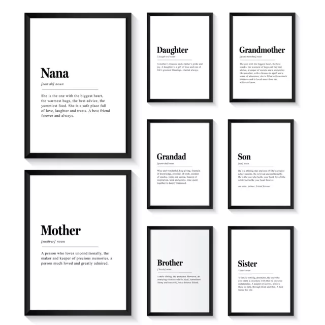 Definition Prints Wall Art Home Decor Family Posters Dictionary Quotes