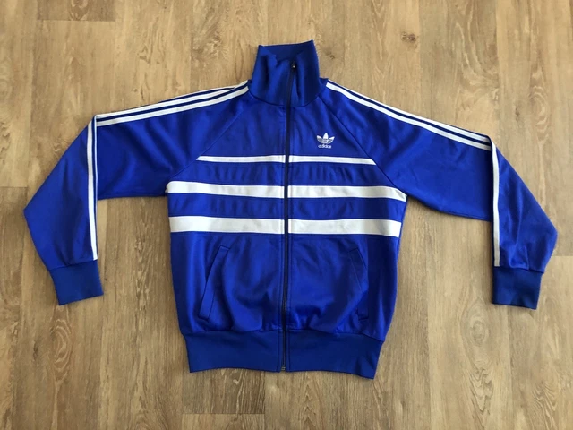 Mens Adidas Track Jacket Blue Ventex 1980s S / M Tracksuit Top VTG Retro Rare