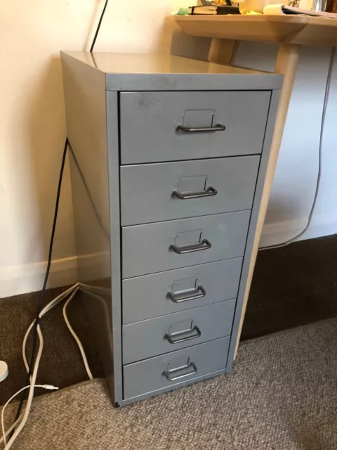 Vintage Steel Cabinet Mid Century, Six Drawers; Very Good Condition