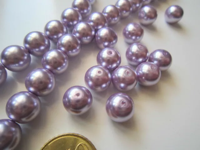 Perlas cristal nacarado 10 mm X 10 UNIDADES color lila bisutería