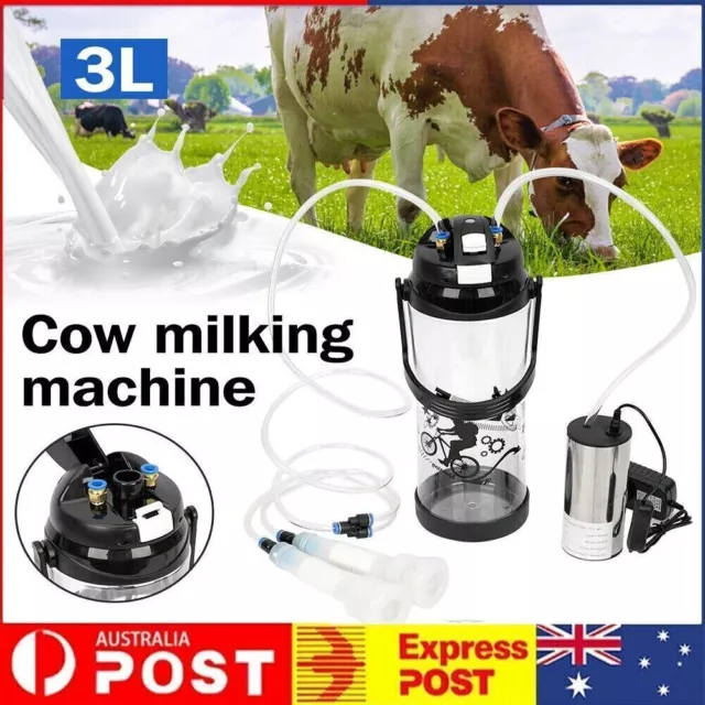 For Cow Milker 3L Portable Vacuum Pump Electric Barrel Milking Machine