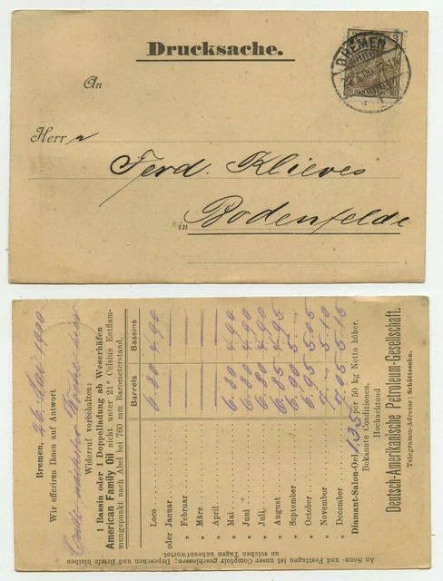 83471 - Postkarte Deutsch-Amerikanische Petroleum-Gesellschaft, Bremen 28.5.1900
