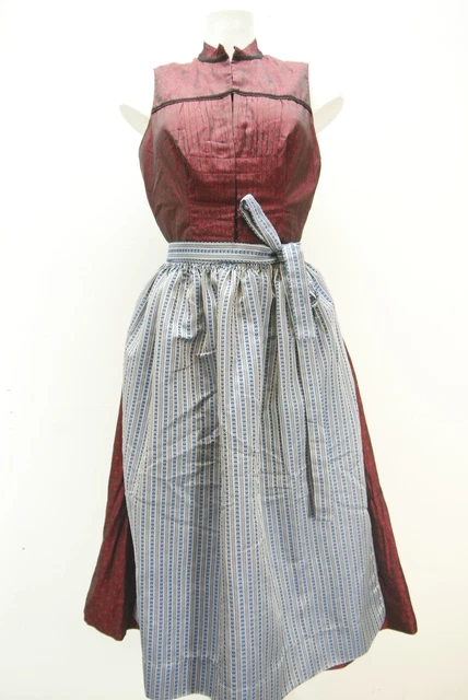 Dirndl tradizionale Feichtinger rosso con colletto in piedi duro con grembiule taglia 38
