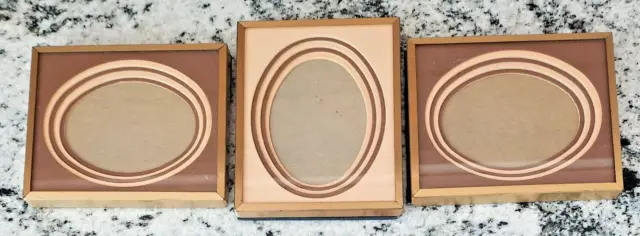 Set of 3 Vintage 1970s Small Miniature Brass Picture Frames 4½ x 5½ – Oval Mats