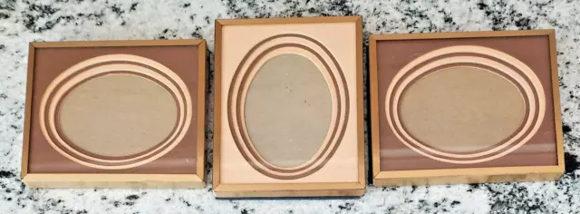 Set of 3 Vintage 1970s Small Miniature Brass Picture Frames 4½ x 5½ – Oval Mats