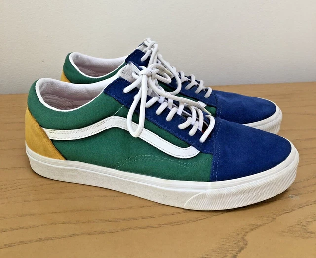 Vans Old Skool Sneakers Men’s 9.5 Yacht Club Blue Yellow Green Skate Suede SK8