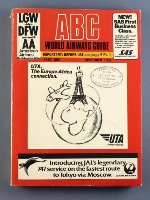 Abc World Airways Guide November 1982 Airline Timetable Part One Red Book Uta