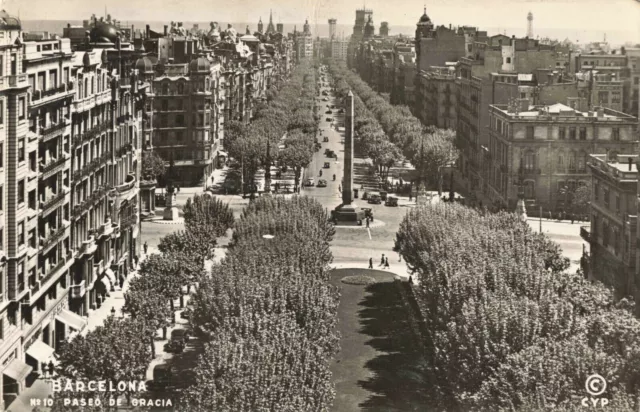 Barcelona Spain Paseo de Gracia Military Parade Vintage Postcard