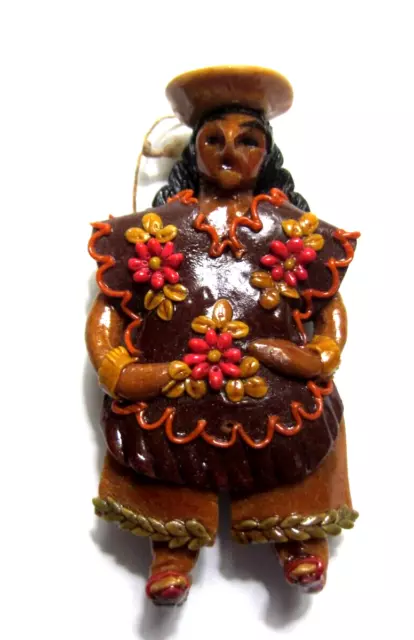 Vintage Christmas Ornament Handmade Bread Dough Made in Ecuador Folk Art