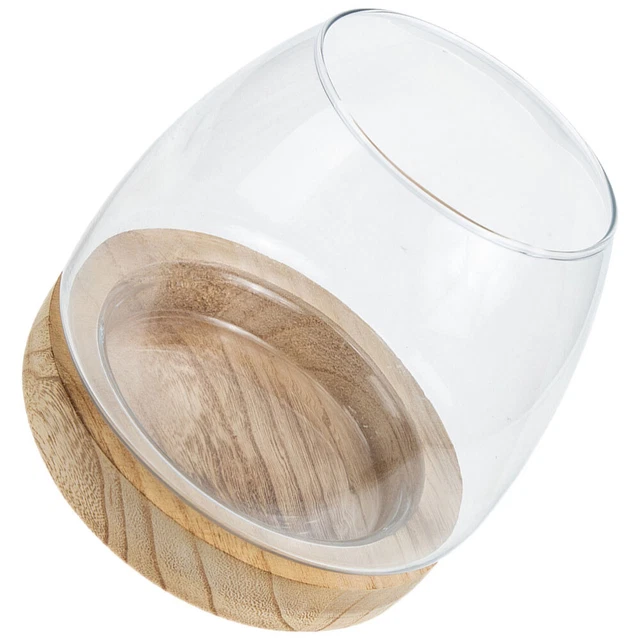 Vase Avec Socle En Bois Aquarium En Verre Transparent Petites Plantes Terre