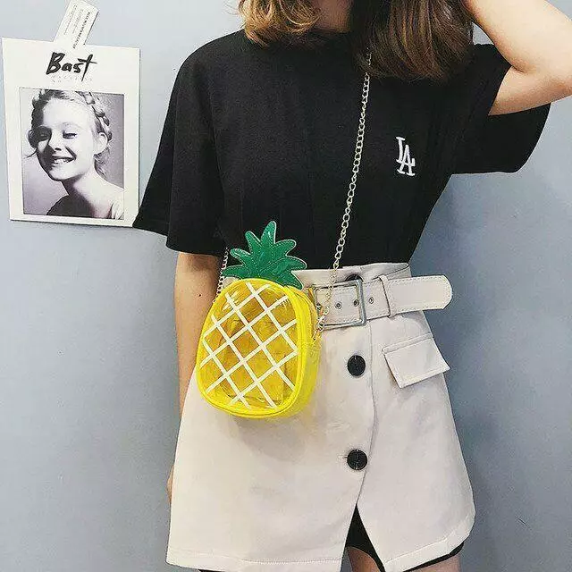 Girl Kawaii Transparent Pineapple Itabag Crossbody Chain Shoulder Handbag Cute