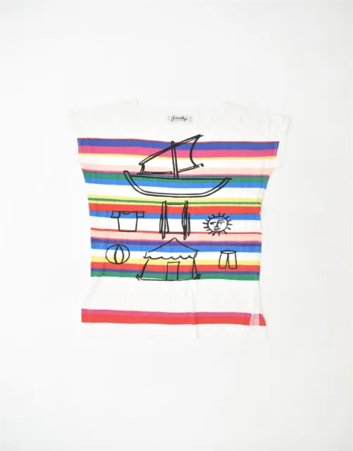 JC DE CASTELBAJAC Womens Graphic T-Shirt Top UK 18 XL White Striped TW25