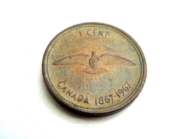 Canada 1867-1967 Centenial Issue Km#65 1 Cent Vf Some Lustre 1050787/788